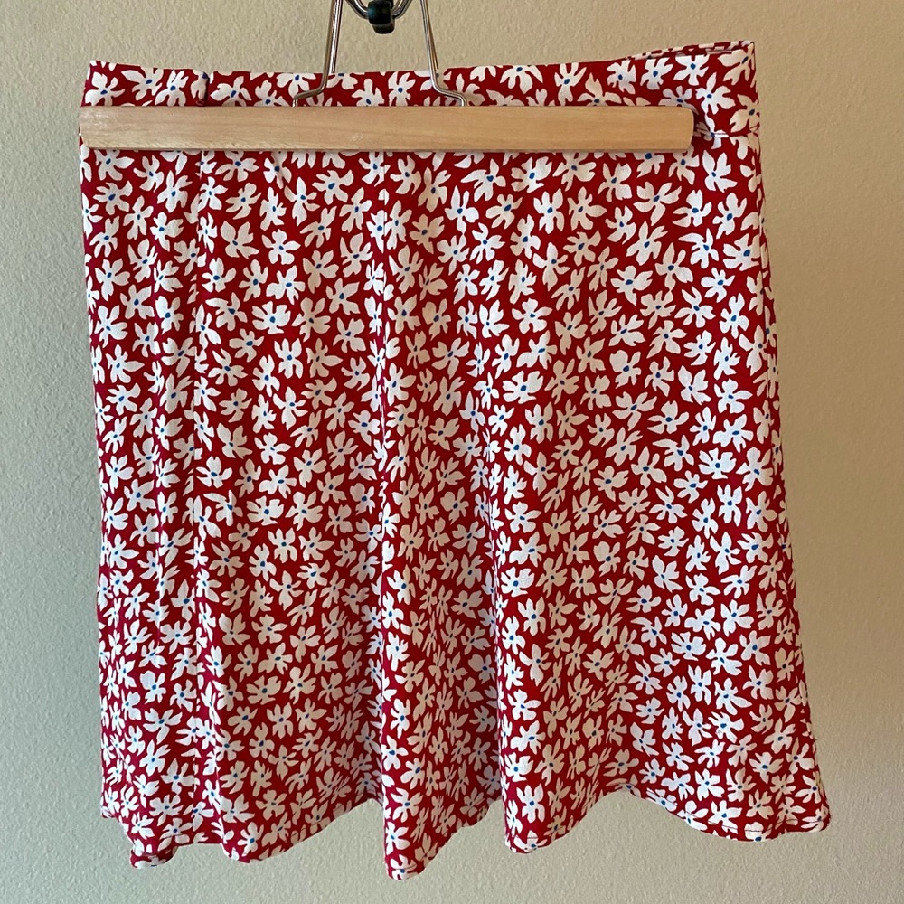 Reformation Red Flounce Skirt size 2